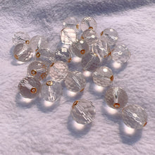 Load image into Gallery viewer, 12mm Natural Faceted Clear Quartz with 18k Real Gold Beads Charms DIY Jewelry Project
