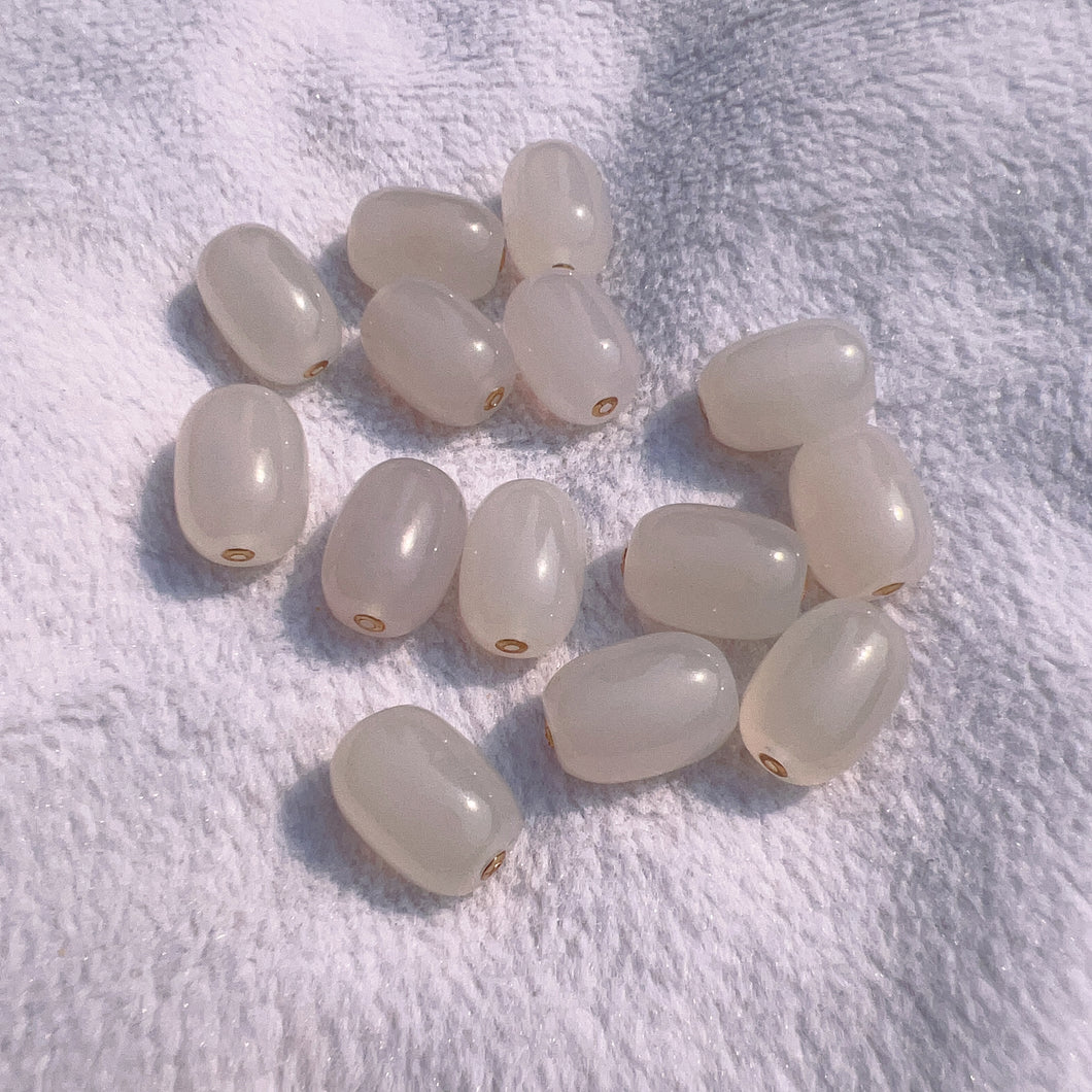 Natural White Chalcedony with 18k Real Gold Spacers Barrel Beads Charms DIY Jewelry Project